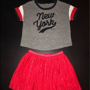 Justice “New York” shirt with matching skirt